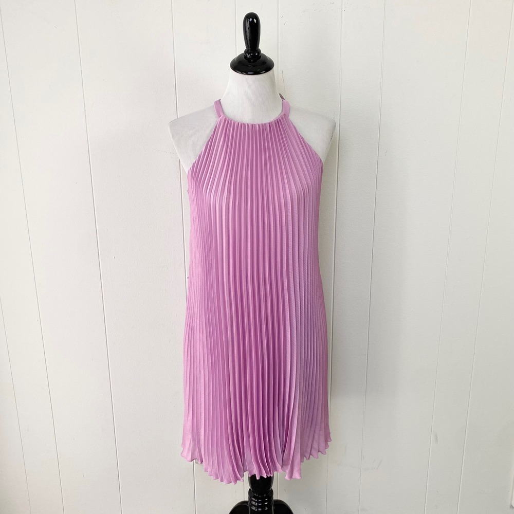 Nine West Cascade Pink Pleated Halter Swing Mini Dress Size Medium NWT